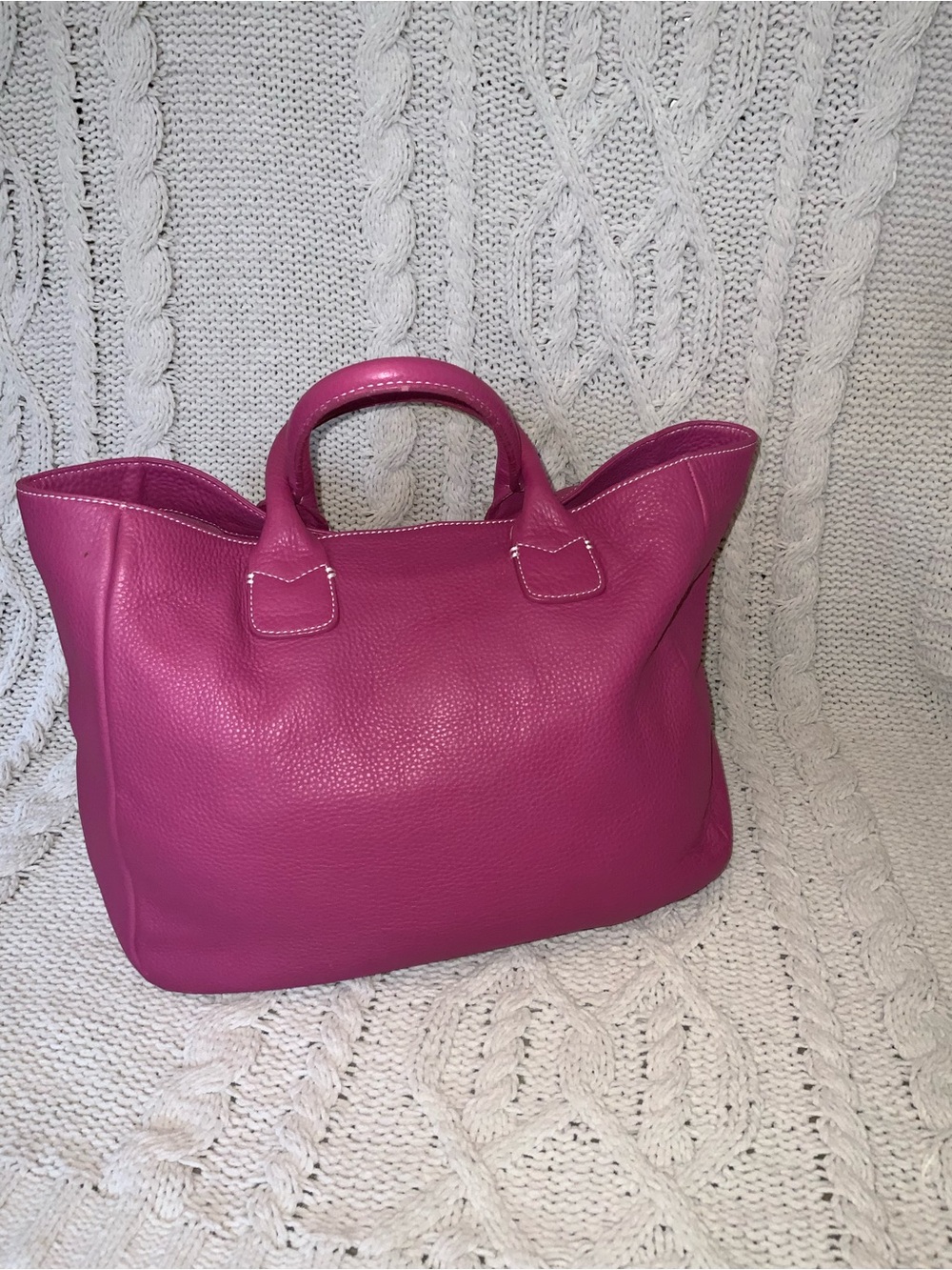 Ann Taylor Fuchsia Soft Pebbled Leather Tote - Picture 3 of 14